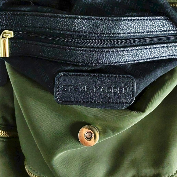 **SOLD**Steve Madden Olive Green Gold Zip Backpack - Picture 6 of 9